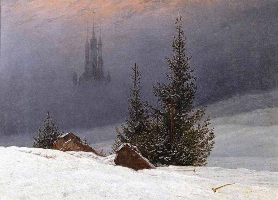 Caspar David Friedrich Galerie montblanc | Paysage D'Hiver Avec Une Eglise - Caspar David Friedrich