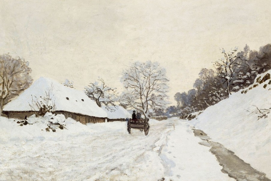 Claude Monet Galerie montblanc | La Charrette. Route Sous La Neige A Honfleur - Claude Monet