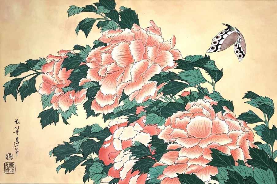 Hokusai Galerie montblanc | Pivoines Et Papillons - Hokusai